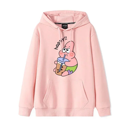 Autumn and Winter Hoodies Women Anime Hoodie Couple Wear The Same Style Cartoon Print SpongeBob Lovers Sweater Loose Hoodie Coat
