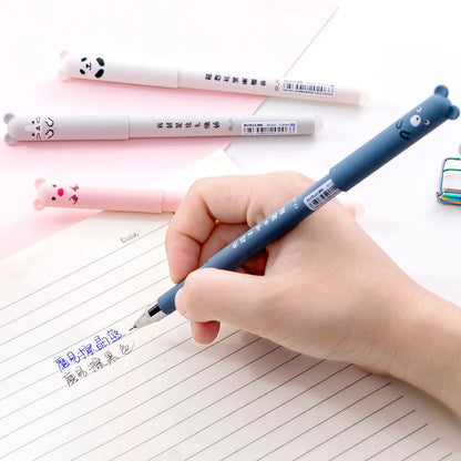 4 Pcs/Set Kawaii Pig Bear Cat Mouse Erasable Gel Pen School Office Supplies Stationery Gift 0.35mm Blue Black Ink