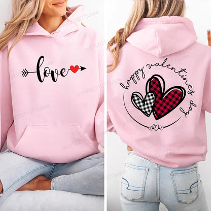 Harajuku Streetwear Hoodie for Women Clothes Oversized Leopard Heart Print Hip Hop Sweatshirt Valentine Heart Hoodies Tops Gifts