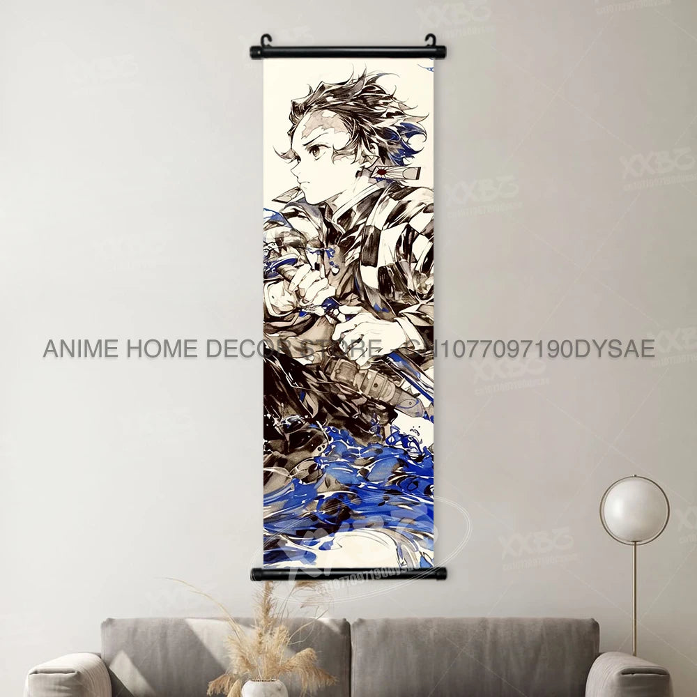 Demon Slayer Posters Kanroji Mitsuri Home Decor Kamado Nezuko Anime Hanging Paintings Wall Art Iguro Obanai Scrolls Pictures