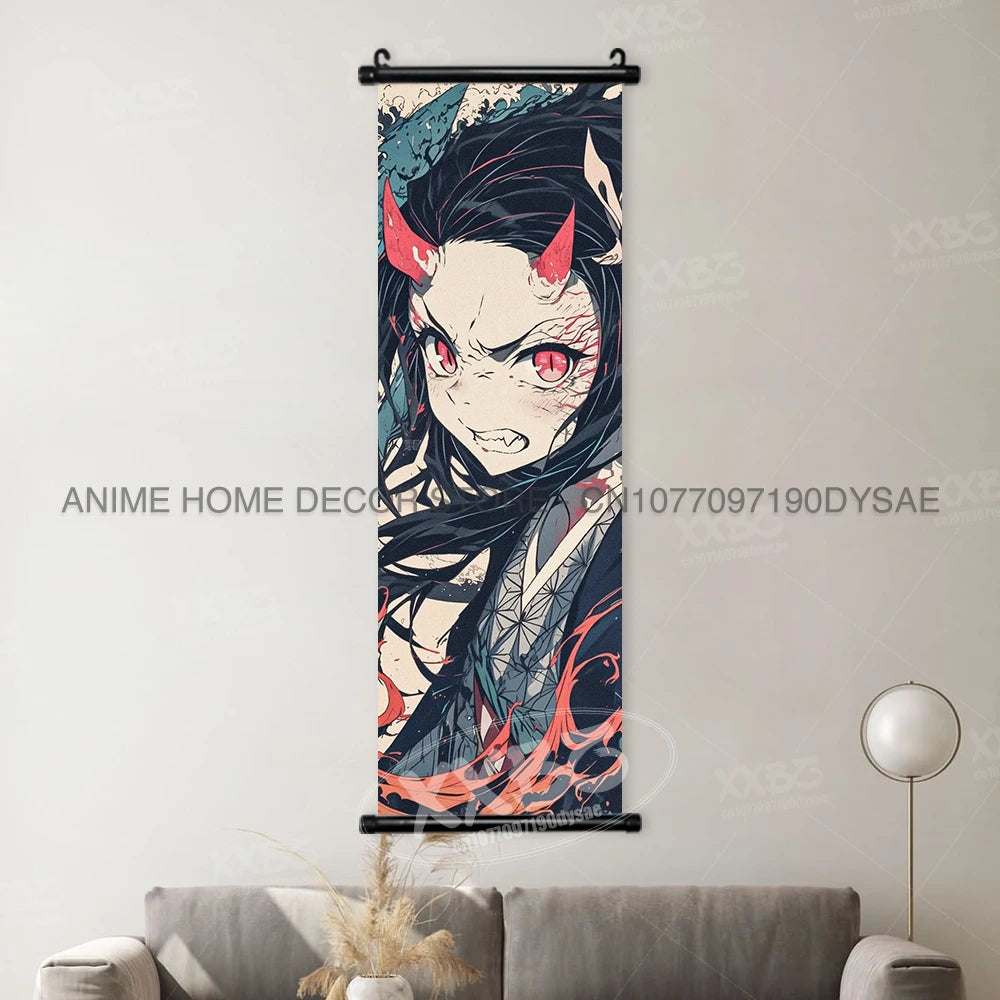 Demon Slayer Posters Kanroji Mitsuri Home Decor Kamado Nezuko Anime Hanging Paintings Wall Art Iguro Obanai Scrolls Pictures