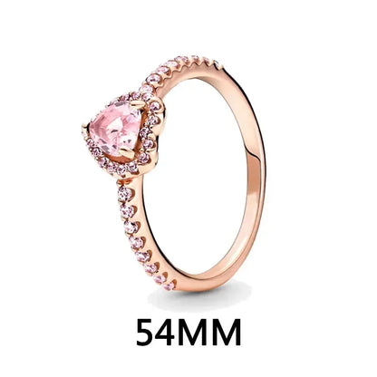 New 925 sterling silver heart-shaped earrings, rings, necklaces, pink red rainbow luxury set, sparkling charm jewelry,  gifts