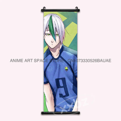 Blue Lock Hanging Painting Anime Poster Reo Mikage Wall Art Canvas Scroll Picture Isagi Yoichi Characters Home Decor Living Room