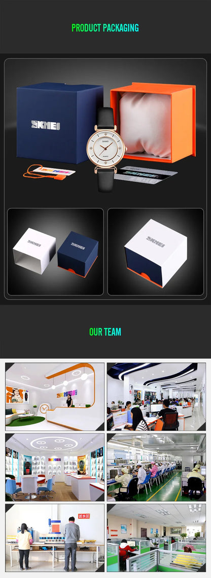 Skmei Original Brand Women Quartz Watches Fashion Leather Strap Analog Display Ladies Casual Waterproof Wristwatch