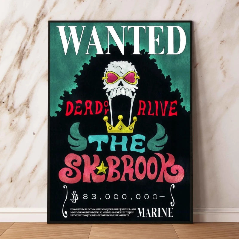 Classic Anime One Piece Luffy Wanted Bounty Posters Prints Cartoon Character Images Not Fading Wall Art Living Room Decorative