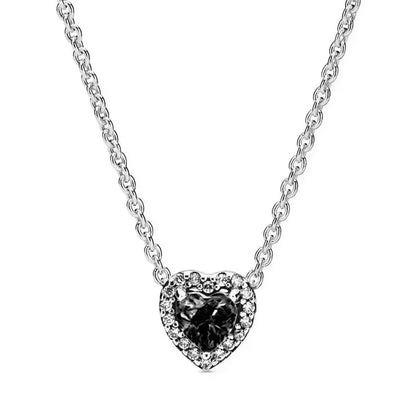 New 925 sterling silver heart-shaped earrings, rings, necklaces, pink red rainbow luxury set, sparkling charm jewelry,  gifts