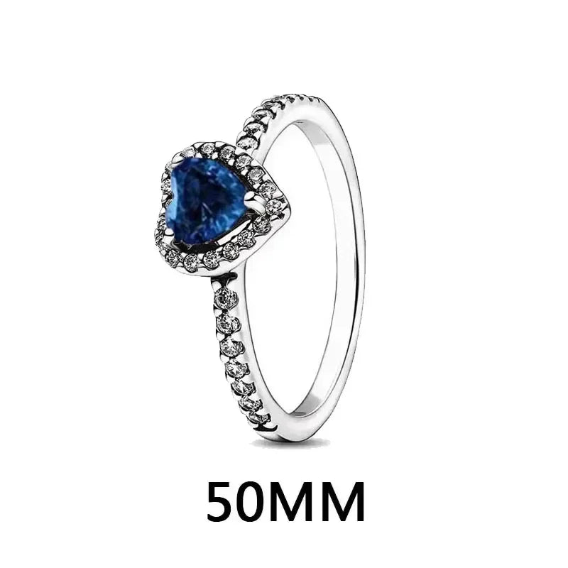 New 925 sterling silver heart-shaped earrings, rings, necklaces, pink red rainbow luxury set, sparkling charm jewelry,  gifts