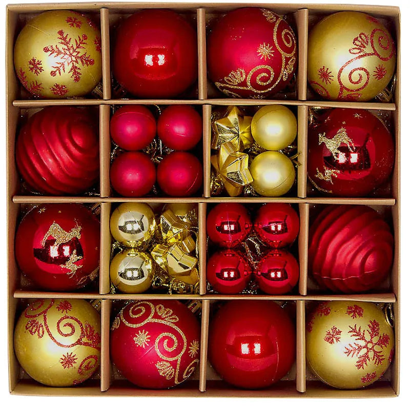 44pcs Christmas Ball Ornaments Painted Irregular 3-6cm Electroplated Plastic Ball Christmas Tree Decoration