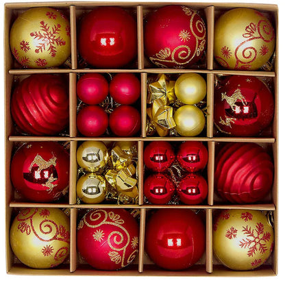 44pcs Christmas Ball Ornaments Painted Irregular 3-6cm Electroplated Plastic Ball Christmas Tree Decoration