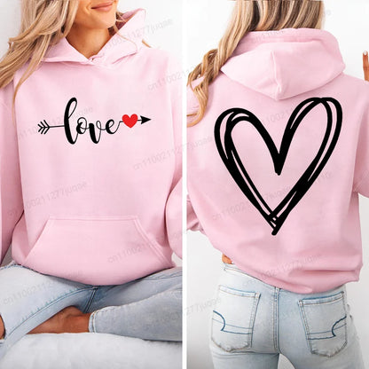 Harajuku Streetwear Hoodie for Women Clothes Oversized Leopard Heart Print Hip Hop Sweatshirt Valentine Heart Hoodies Tops Gifts