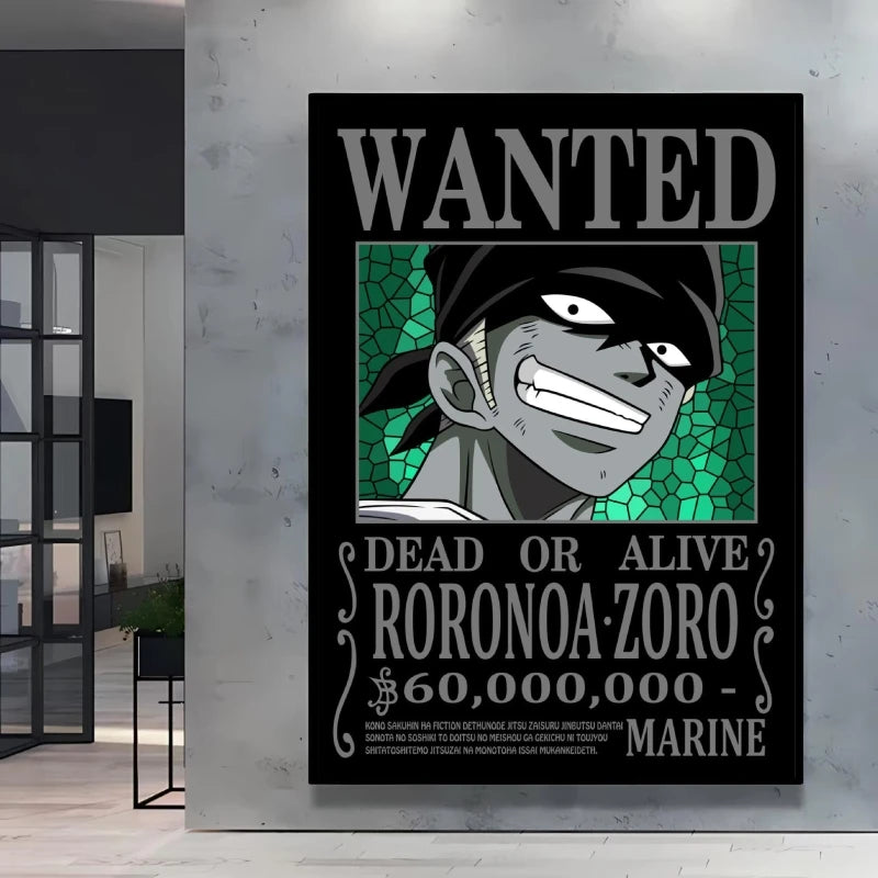 Classic Anime One Piece Luffy Wanted Bounty Posters Prints Cartoon Character Images Not Fading Wall Art Living Room Decorative