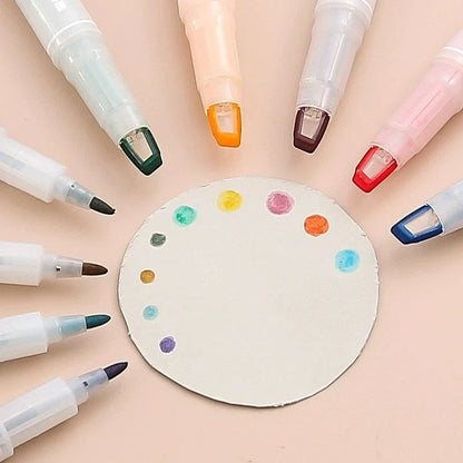 5 Colors/Set Double Unique Window Tip Highlighter Pen Double Head Pastel Color highlighters Marker School Stationery Supplies