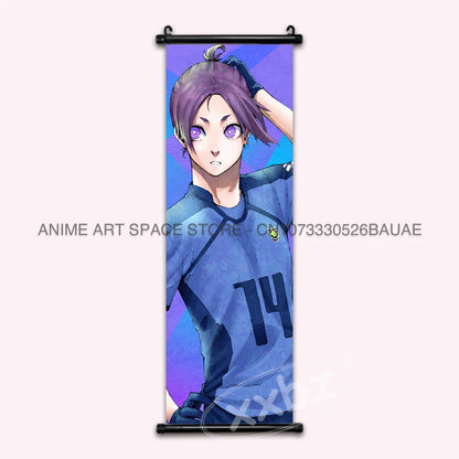 Blue Lock Hanging Painting Anime Poster Reo Mikage Wall Art Canvas Scroll Picture Isagi Yoichi Characters Home Decor Living Room