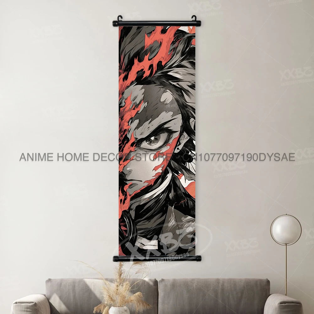 Demon Slayer Posters Kanroji Mitsuri Home Decor Kamado Nezuko Anime Hanging Paintings Wall Art Iguro Obanai Scrolls Pictures