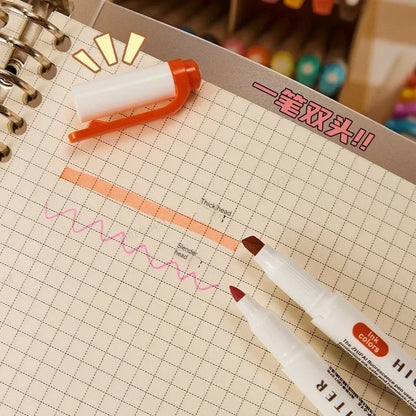 5-15 Colors Double Headed Highlighter Pen Set Fluorescent Drawing Markers Highlighters Pens Art Japanese Cute Pastel Stationery