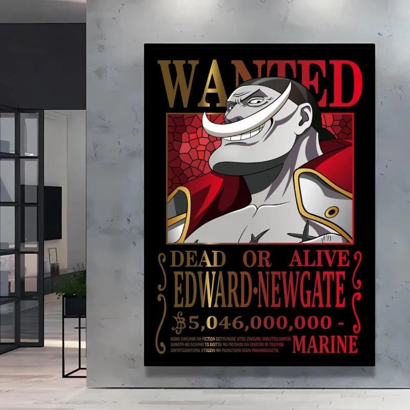 Classic Anime One Piece Luffy Wanted Bounty Posters Prints Cartoon Character Images Not Fading Wall Art Living Room Decorative