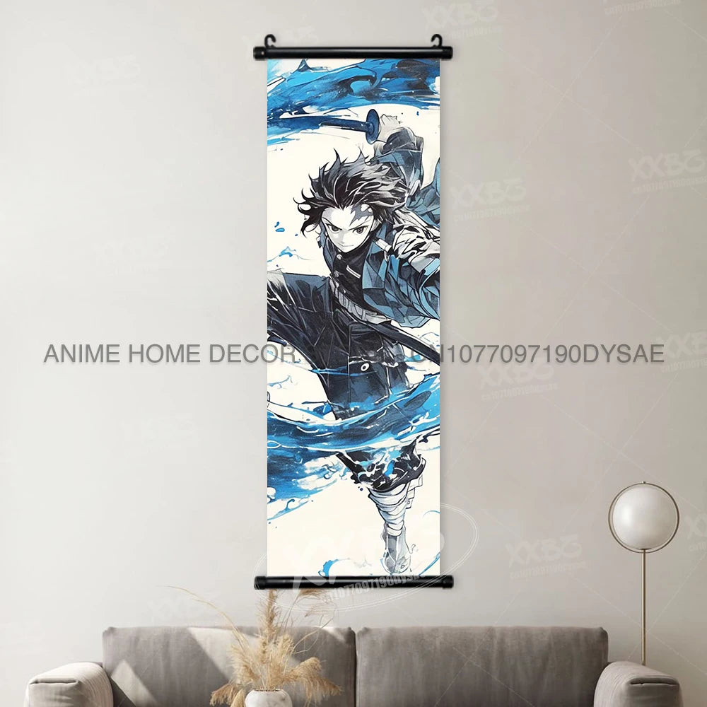Demon Slayer Posters Kanroji Mitsuri Home Decor Kamado Nezuko Anime Hanging Paintings Wall Art Iguro Obanai Scrolls Pictures