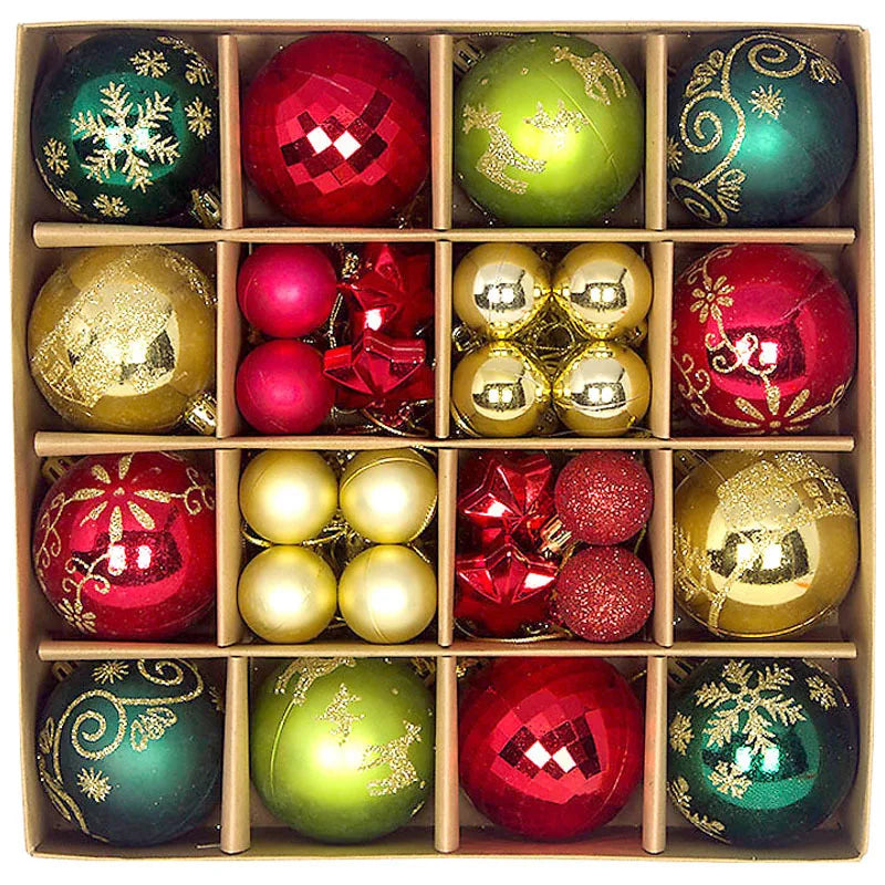 44pcs Christmas Ball Ornaments Painted Irregular 3-6cm Electroplated Plastic Ball Christmas Tree Decoration