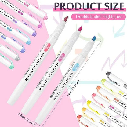 5-15 Colors Double Headed Highlighter Pen Set Fluorescent Drawing Markers Highlighters Pens Art Japanese Cute Pastel Stationery