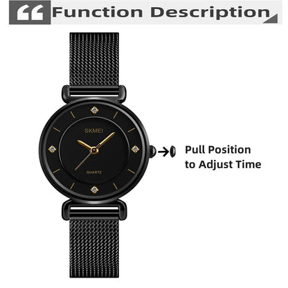 Skmei Original Brand Women Quartz Watches Fashion Leather Strap Analog Display Ladies Casual Waterproof Wristwatch