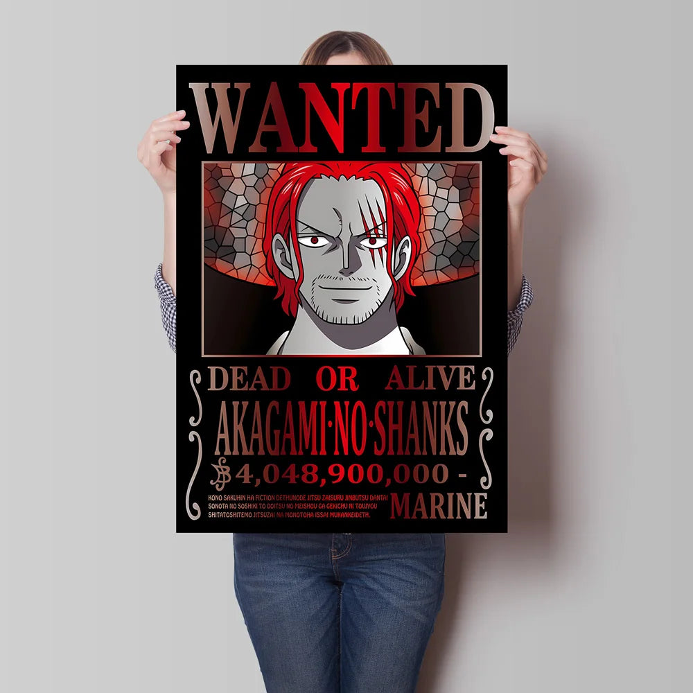 Classic Anime One Piece Luffy Wanted Bounty Posters Prints Cartoon Character Images Not Fading Wall Art Living Room Decorative