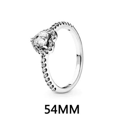 New 925 sterling silver heart-shaped earrings, rings, necklaces, pink red rainbow luxury set, sparkling charm jewelry,  gifts