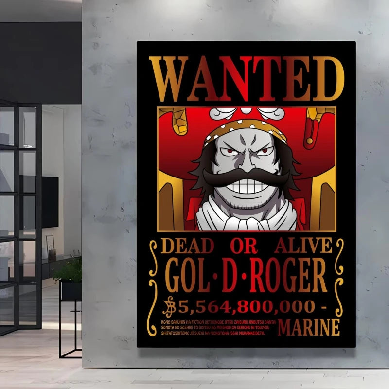 Classic Anime One Piece Luffy Wanted Bounty Posters Prints Cartoon Character Images Not Fading Wall Art Living Room Decorative