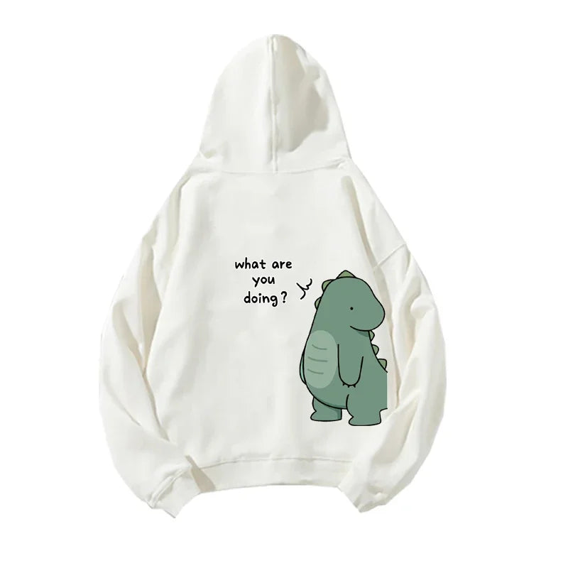Fashion Cute Men's Rock Ni Shirt Dinosaur Long Printed Hoodie Sweatshirt Hoodie Fashion Casual Harajuku Cartoon Couple Hoodie