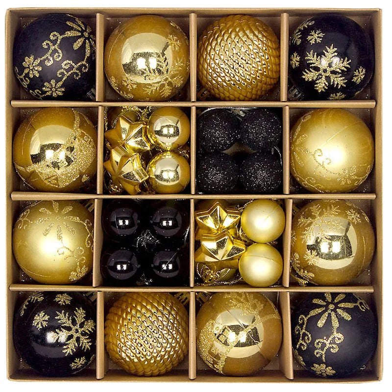 44pcs Christmas Ball Ornaments Painted Irregular 3-6cm Electroplated Plastic Ball Christmas Tree Decoration