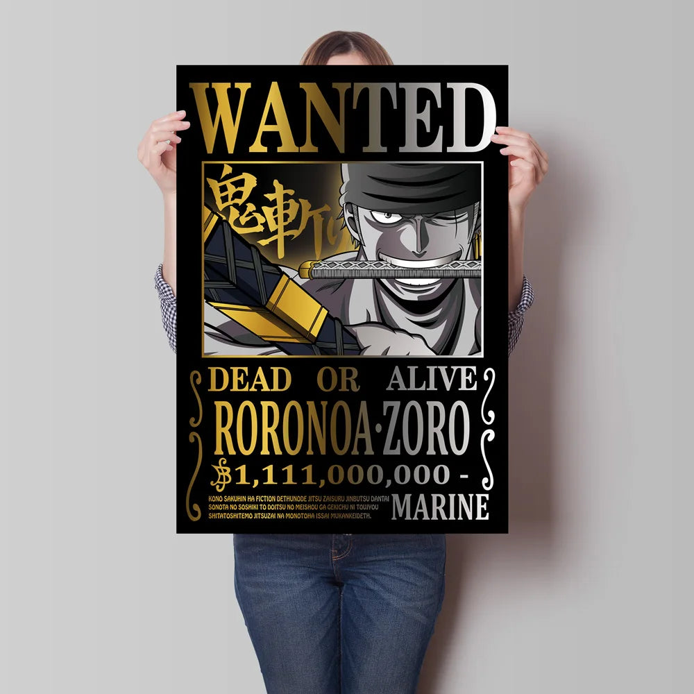 Classic Anime One Piece Luffy Wanted Bounty Posters Prints Cartoon Character Images Not Fading Wall Art Living Room Decorative