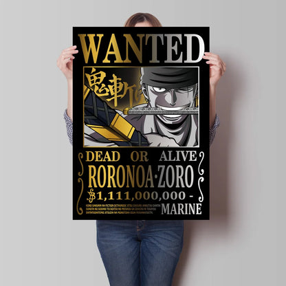 Classic Anime One Piece Luffy Wanted Bounty Posters Prints Cartoon Character Images Not Fading Wall Art Living Room Decorative