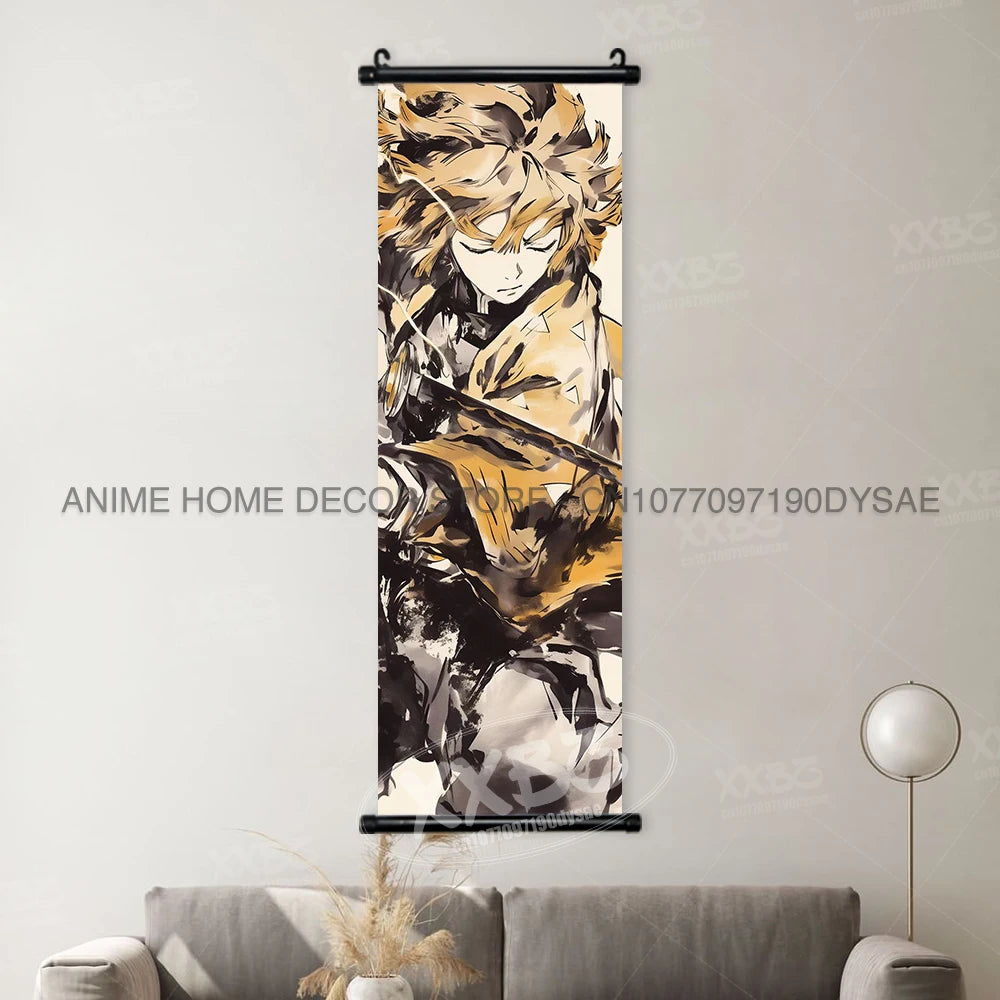 Demon Slayer Posters Kanroji Mitsuri Home Decor Kamado Nezuko Anime Hanging Paintings Wall Art Iguro Obanai Scrolls Pictures