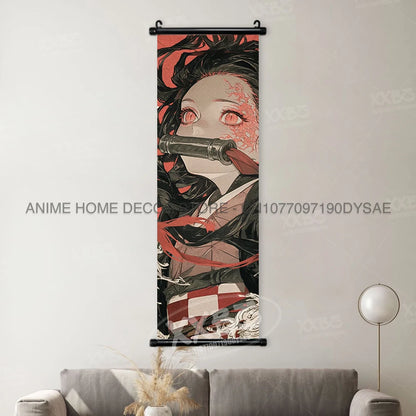 Demon Slayer Posters Kanroji Mitsuri Home Decor Kamado Nezuko Anime Hanging Paintings Wall Art Iguro Obanai Scrolls Pictures