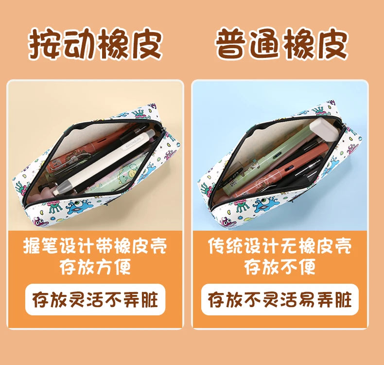 KHINSUN Press Retractable Pencil Eraser Correction Supplies Pen Style Pencil Rubber Writing School Supplies Stationery