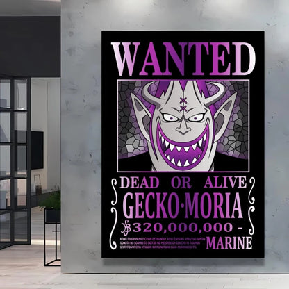 Classic Anime One Piece Luffy Wanted Bounty Posters Prints Cartoon Character Images Not Fading Wall Art Living Room Decorative