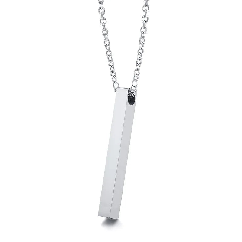 Vnox 3D Vertical Bar Necklaces for Men, Layering Stainless Steel Geometric Pendant, Layered Wheat Rope Cuban Chain, Boy Collar
