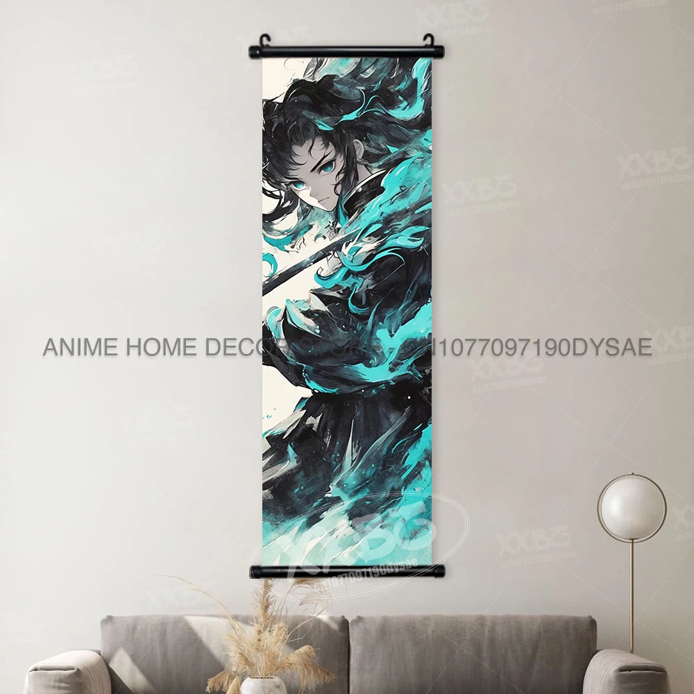 Demon Slayer Posters Kanroji Mitsuri Home Decor Kamado Nezuko Anime Hanging Paintings Wall Art Iguro Obanai Scrolls Pictures
