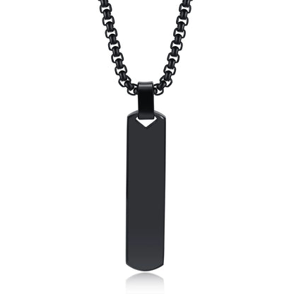 Initials Vertical Bar Necklace for Men,Stainless Steel  A-Z 26 Letters Charm Geometric Pendant Collars,Stylish Jewelry Gift