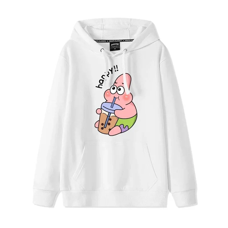 Autumn and Winter Hoodies Women Anime Hoodie Couple Wear The Same Style Cartoon Print SpongeBob Lovers Sweater Loose Hoodie Coat