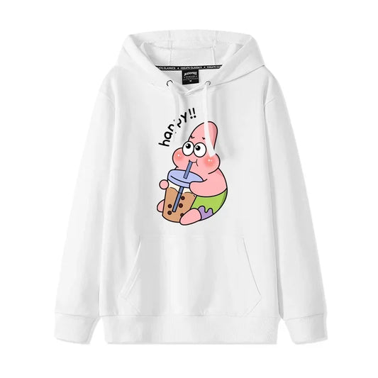 Autumn and Winter Hoodies Women Anime Hoodie Couple Wear The Same Style Cartoon Print SpongeBob Lovers Sweater Loose Hoodie Coat