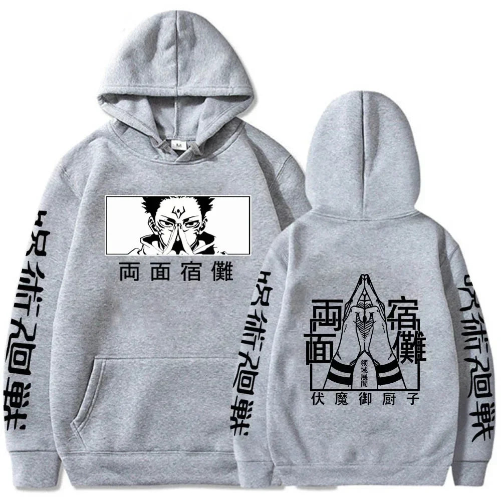 Japanese Anime Print Sweatshirts Jujutsu Kaisen Hoodie Harajuku Autumn Winter Streetwear Clothe Yuji Itadori Plus Size Hoodie