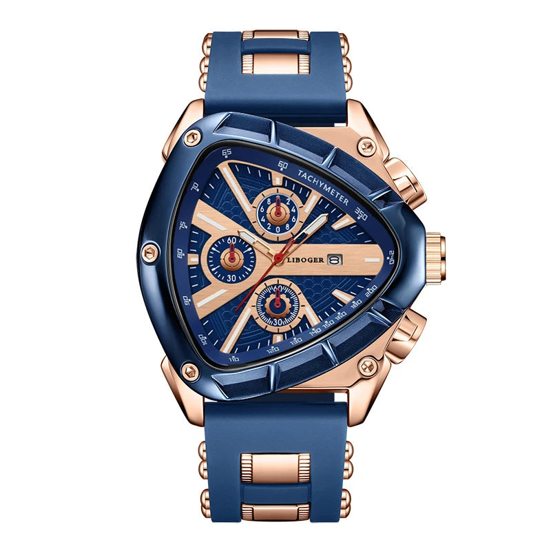 Unique Sports Men Watch High Quality Silicone Strap Auto Date Quartz Watches New Design Hot Sale Wristwatch Gifts For Him