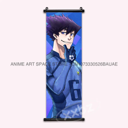 Blue Lock Hanging Painting Anime Poster Reo Mikage Wall Art Canvas Scroll Picture Isagi Yoichi Characters Home Decor Living Room