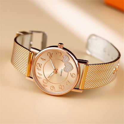 The Latest  Ladies Mesh Belt Watch Wild Lady Creative Fashion Gift Fashionable And Cool Watch Unique Design Sense