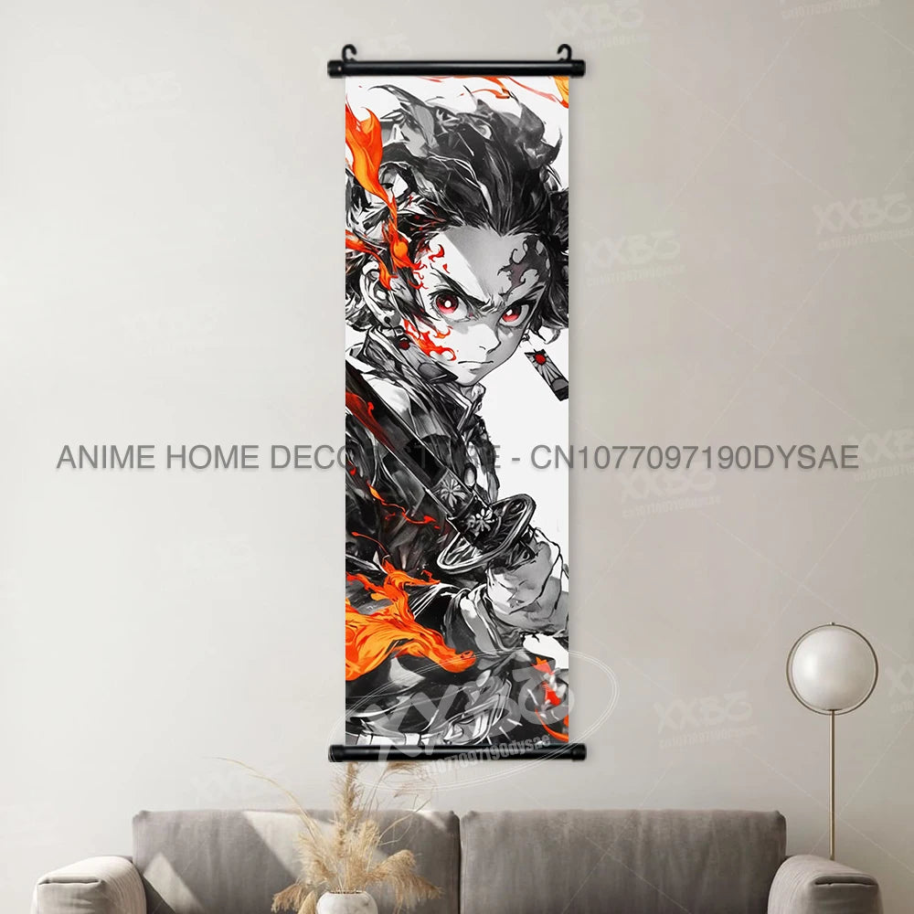 Demon Slayer Posters Kanroji Mitsuri Home Decor Kamado Nezuko Anime Hanging Paintings Wall Art Iguro Obanai Scrolls Pictures