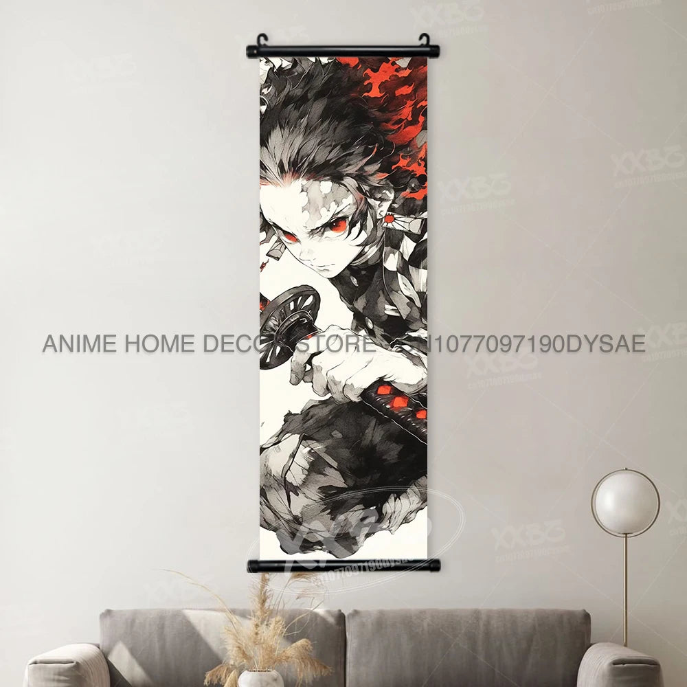 Demon Slayer Posters Kanroji Mitsuri Home Decor Kamado Nezuko Anime Hanging Paintings Wall Art Iguro Obanai Scrolls Pictures