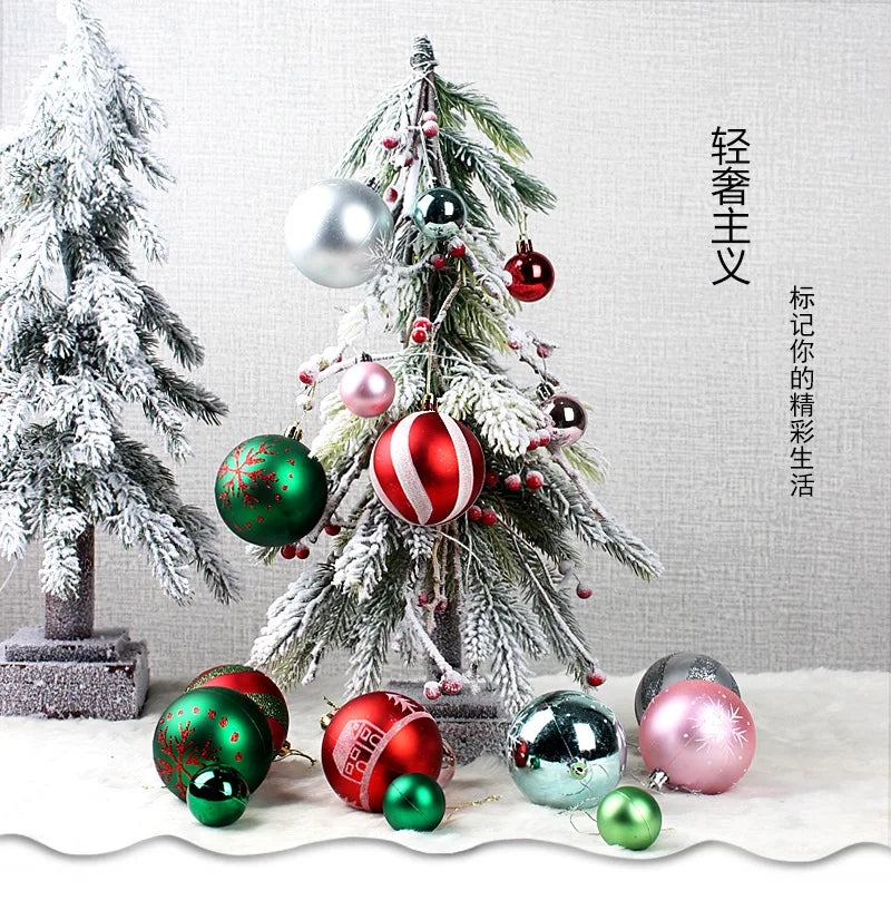44pcs Christmas Ball Ornaments Painted Irregular 3-6cm Electroplated Plastic Ball Christmas Tree Decoration