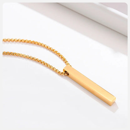 Vnox 3D Vertical Bar Necklaces for Men, Layering Stainless Steel Geometric Pendant, Layered Wheat Rope Cuban Chain, Boy Collar