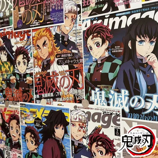 10/20pcs Demon Slayer Tanjirou Posters Vintage Anime Movie Kraft Paper Kyoujurou Room Living Room Study Home Decor Wall Art Gift