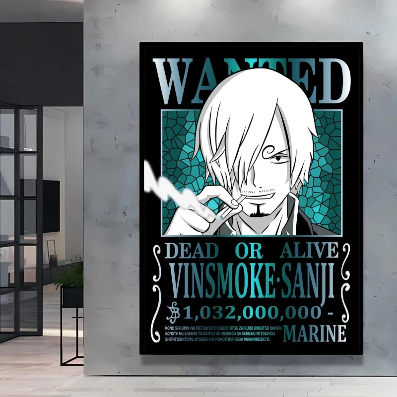 Classic Anime One Piece Luffy Wanted Bounty Posters Prints Cartoon Character Images Not Fading Wall Art Living Room Decorative